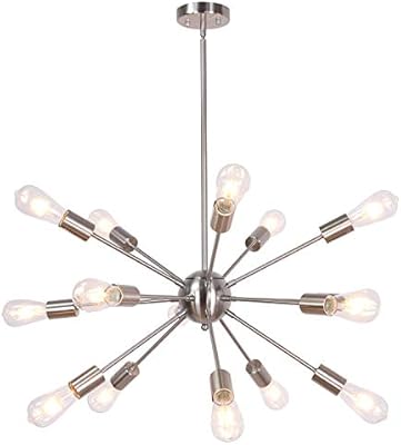 Melucee Mid Century Chandelier 15 Lights Brushed Nickel Sputnik