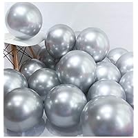 BALONAR 3.2g 12Inch 100pcs Metallic Chrome Balloon in Silver for Wedding Birthday Party Decoration (Silver)