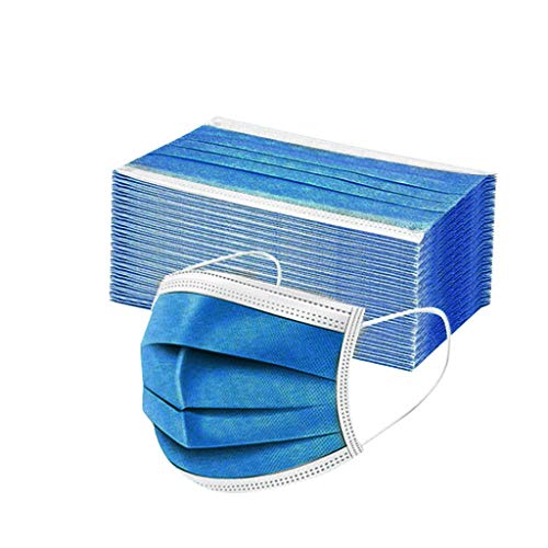 GSusan Masque_Facial_Jetable 50 Pièces ???????????????????????? de Confortable, à Trois Couch????s Protection Recommandé pour Les Hommes et Les Femmes (Bleu marin-50pcs)