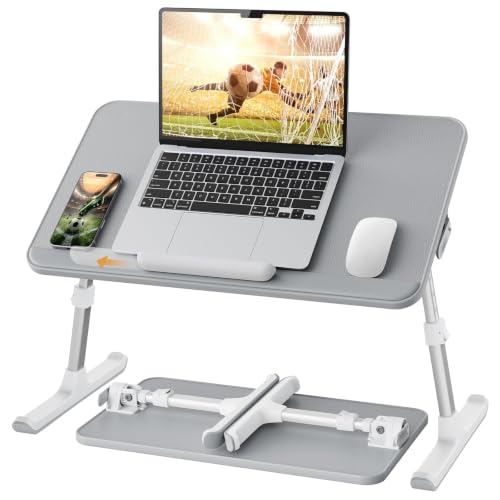 SAIJI Non-Slip Leather Lap Desk Laptop Bed Tray Table, Laptop Stand for