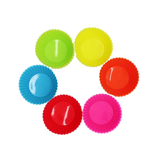 iiHOME Reusable Silicone Baking Cups Cupcake Liners Muffin Cups Cake Molds, Pack of 12 (Random Color)
