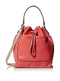 Isaac Mizrahi Womens Fashion Designer Handbags Lileth Leather Drawstring Crossbody Bag with Detachable Strap Flamingo Pink