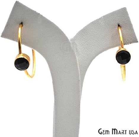 Black Onyx Earrings, Loop Hoop Earring, Hoop Earrings, Gold Loop Earring, Gemstone Earring, GemMartUSA (BOER-90156)