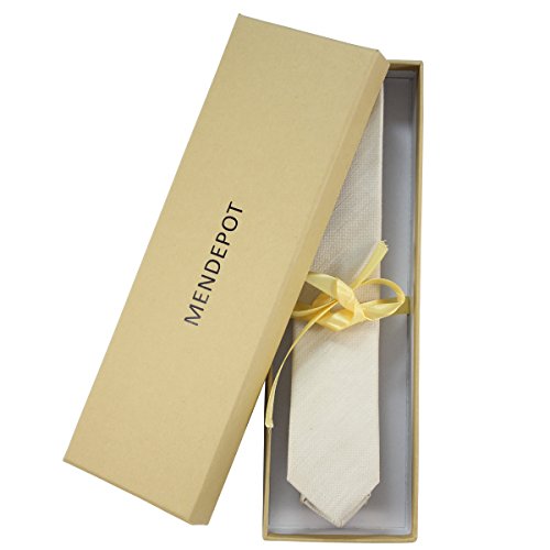 MENDEPOT Silk Necktie With Box Beige Silk Necktie Cream Silk Necktie
