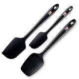 Award-Winning Professional Grade 3-Piece Black Silicone Spatula Set By DI ORO - 600°F Heat-Resistant Seamless Rubber Spatulas - Best Spoonula, Small Spatula, Large Spatula For Cooking & Baking