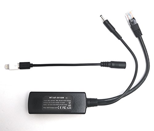 802.3af to MicroUSB Poe Splitter, Power over Ethernet for Tablets, Dropcam or Raspberry Pi, Use with PoE Switches, 5 Volts 10 Watts Output WT-AF-5v10w straight MicroUSB 802.3af to MicroUSB Poe Splitter, Power over Ethernet for Tablets, Dropcam or Raspberry Pi, Use with PoE Switches, 5 Volts 10 Watts Output WT-AF-5v10w straight MicroUSB