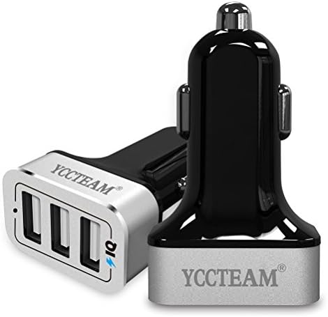 YCCTEAM 36W/7.2A Premium Aluminum 3 Port USB Car Charger Adapter Multi port USB Fast Charging 2.4 High Amps Each Port Smart IC for Apple Iphone, Ipad, Samsung, Tablet and More (Slivery)