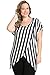 My Yuccie Women's Scoopneck Stripe Blouses Cross Tops with Overlay Hem Plus Size