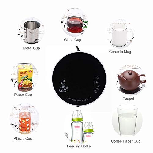 Coffee Mug Warmer, 25W Desktop Beverage Warmer, Electric Coffee Warmer, Glass Heating Plate (Up To 131F/55C), Best Gift for Coffee Lovers, For Coffee, Tea, Hot Cocoa, Candle Wax
