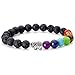 JOVIVI 7 Chakras Lava Stone Yoga Balancing Reiki Healing Elephant Lucky Charm Bracelet