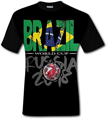 TMNJSJ Men Classic Short Sleeve T-Shirt World Cup Football 2018 Russia Brazil Sports1 3D Print
