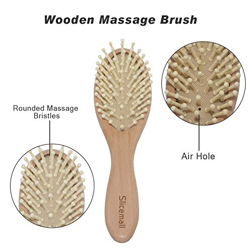 Baby Hair Brush and Comb Set Toddler Cradle Cap Soft Goat Brush Wooden Comb Grooming Kit for Baby Boy Girl Gifts by Slicemall, 3 Pieces