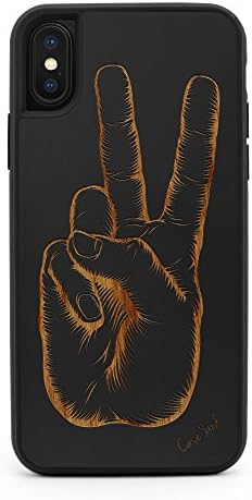 iPhone X/Xs Case, CaseYard Premium Hybrid Protective iPhone X/Xs Case for Apple iPhone X/Xs Made in California (iPhone X/Xs Reg-Protective)(Black) Peace Sign