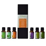 Moksha Essentials' Top 6 Aromatherapy & Massage Kit with 100% Pure Therapeutic Essential Oils (Lavender, Lemongrass, Peppermint, Eucalyptus, Orange & TeaTree) - 6x15ml/0.5oz