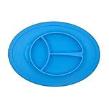 Qshare Toddler Plates, One-Piece Baby Plate for Babies Toddlers and Kids, Portable BPA-Free FDA Approved Strong Suction Plates for Toddlers, Dishwasher and Microwave Safe Silicone Placemat 11x8x1''