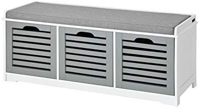 Sobuy Fsr23 Hg Storage Bench 3 Drawers Padded Seat Cushion