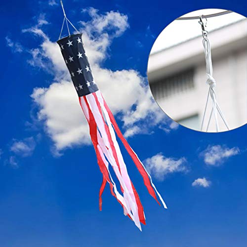 Huouo 40 Inch American US Flag Windsock - Embroidered Stars & Stripes USA Patriotic Decorations - 3.3 Feet United States Wind Socks Includes Hanging Clip
