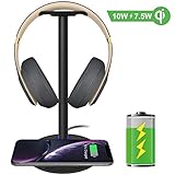 Fast Wireless Charger with Headphone Stand New bee 2-in-1 10w Wireless Charger Pad & Headset Holder for iPhone Xs MAX/XR/XS/X/8/8 Plus Galaxy Note 9/S9/S9 Plus/Note 8/S8 (No AC Adapter)