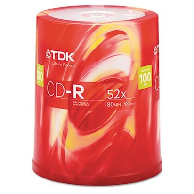 Tdk 100pk Cdr 52x 700mb 80min Cakebox Branded Silver