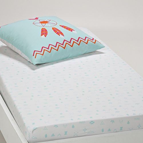 La Redoute Interieurs Polar Printed Cotton Fitted Sheet. Blue Size Single (90 X 190Cm)