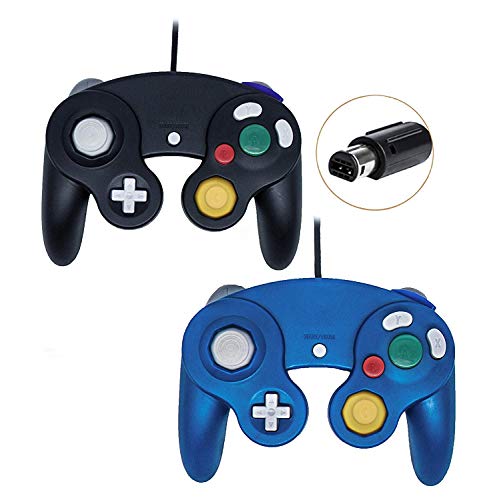 Wired Gamecube Controllers for Nintendo Wii Game Cube Switch Console(Black1 and Bule1)