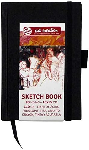 Talens Art Creation Skizzenbuch, Schwarz, 80 Blatt, 10 x 15 cm, 110 g, Black