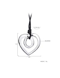 welbijoux - Collar con colgante de corazón giratorio para mujer, collar de cuero, collar, aleación, N105