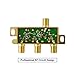 ANTOP Low-Loss 3 Way Coaxial Splitter for TV Antenna and Satellite 18K Gold-Plated Chassis 2GHz - 5-2050MHz All Port DC Power Passing
