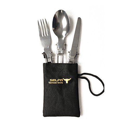 Buy Portable Camping Utensil Set 3 in 1 Stainless Steel Fork Spoon