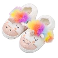 MaiYi Toddler Kids Unicorn Slippers Cute Animal House Shoes Household Anti-Slip Warm Winter Indoor Home Slides Slippers for Boys Girls
