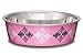 Loving Pets Bella Bowl Designer & Expressions, Dog Bowl, Large, Argyle, Pink