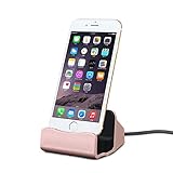 Efanr iPhone Charger Dock, Aluminum Charge Data Sync Desktop Stand Charging Cradle Dock Station Holder with Lightning Cable Connector for iPhone 7 7 Plus SE 6S 6 6S Plus 6 Plus 5s 5 5c (Rose Gold)