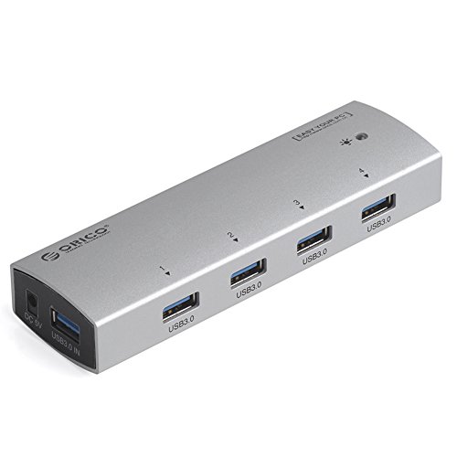 ORICO AS4P-U3P Aluminum 4 Ports USB 3.0 HUB with 5V 2A Power Adapter for Ultra Book, MacBook Air, Windows 8 Tablet PC - Sliver