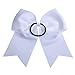 8 Inch Cheerleader Bows Ponytail Holder Solid Color Cheerleading Bows Hair Tie (White)