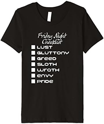 Kids Friday Night Checklist Seven Deadly Sins T-Shirt 4 Black