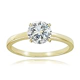 Yellow Gold Flash Sterling Silver 1ct Cubic Zirconia 6.5mm Round Solitaire Ring,size 7