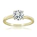 Hoops & Loops Yellow Gold Flashed 925 Sterling Silver 1.0ct Round Brilliant Cut Cubic Zirconia Solitaire Engagement Bridal Wedding Statement Band Ring for Women, Size 8