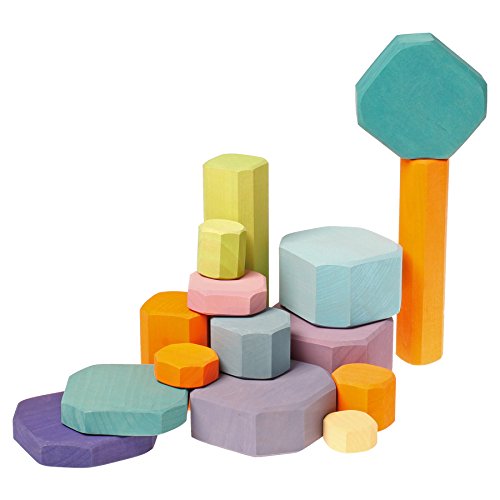 Grimm’s Tree Slices - First Wooden Building Blocks Set for Baby & Toddler in Pastel Colors