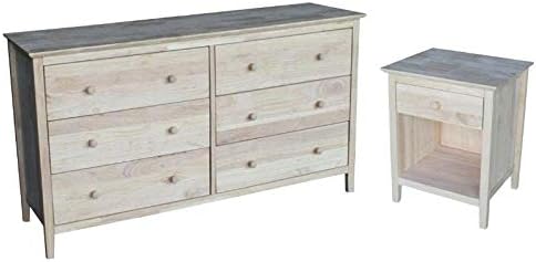 Amazon Com International Concepts Unfinished 2 Piece Unfinished 6 Drawer Dresser And 1 Drawer Nightstand Set Furniture Decor