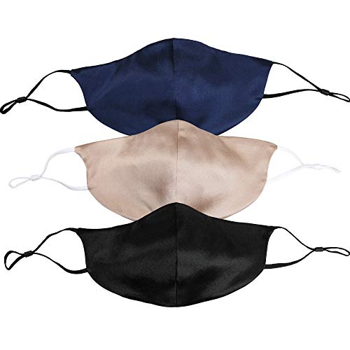 K meet Q Silk Face Mask for Women & Men, Reusable, Washable, with Filter Pocket and Nose Wire #B (Black) 8 K meet Q Silk Face Mask for Women & Men, Reusable, Washable, with Filter Pocket and Nose Wire #B (Black)