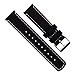 BARTON WATCH BANDS Quick Release Top Grain Leather Watch Band Strap, Black Leather/Linen White Stitching, 18mm