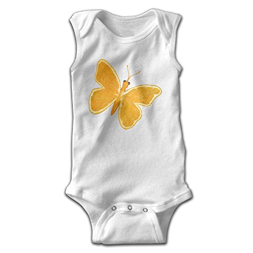 EVPOPC LVMI Orange Butterfly Baby Boys' Sleeveless One-Piece Tank Shortie Romper White