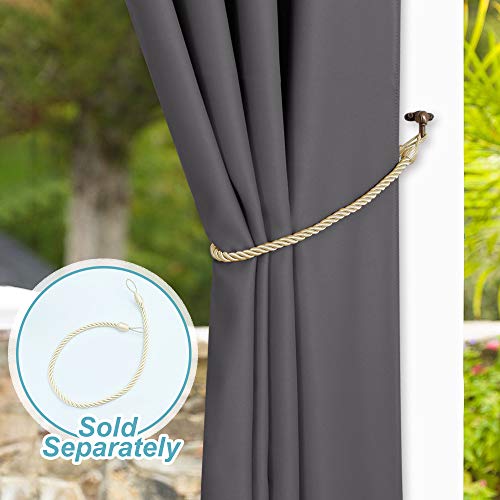 Nicetown Patio Door Curtains Grey Thermal Insulated Ring Top