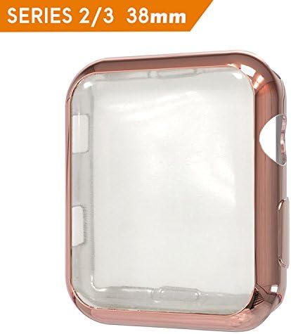 Apple Watch Case 38mm Series 3, Honest kin Soft Slim TPU Protective Case Flexible Anti-Scratch Bumper Cover with Built in Screen Protector for Apple iWatch Series 2/3(Rose Gold)