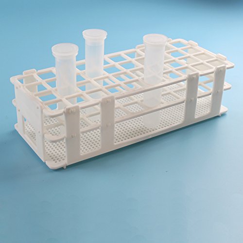 BIPEE Plastic Test Tube Rack for 20mm, 40 Wells, White,Detachable (40 Hole)
