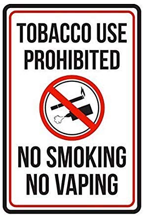 Ralally Vintage Wall Decoration Sign Tobacco Use Prohibited No Smoking No Vaping Red Black and White Safety Warning Large Metal Post Plaue for Women Men
