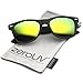 zeroUV Flat Matte Reflective Mirror Color Lens Large Horn Rimmed Style Sunglasses - UV400 (Polarized | Rubberized Blk/Yellow)