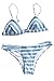 CUPSHE Women Stripe Printing Bikini Set Beach Bathing Suit,Light Blue,Small