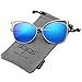 SojoS Fashion Cat Eye Style Metal Frame Women Sunglasses Lady Glasses SJ3163 With Gold Frame/Blue Mirrored Lens