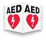 Accuform PSP609 Projection Sign 3D, Legend"AED" with Graphic, 6" x 5" Panel, 0.10" Thick High-Impact Plastic, Pre-Drilled Mounting Holes, Red/Black on White